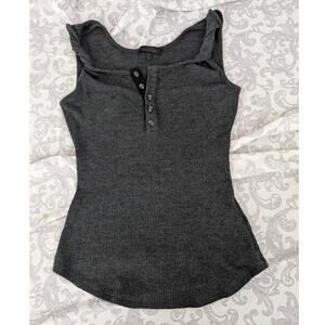the range gray twist strap waffle knit tank top size xs